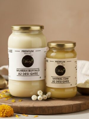 A2 Sahiwal Cow Ghee + Murrah Buffalo Ghee Combo - 500ml + 1Ltr